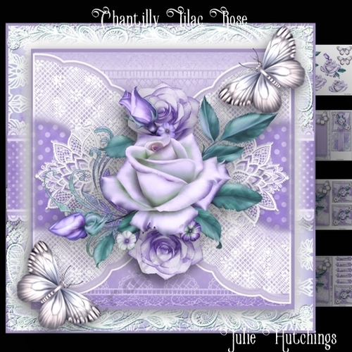 chantilly Lilac Rose Card Front Kit