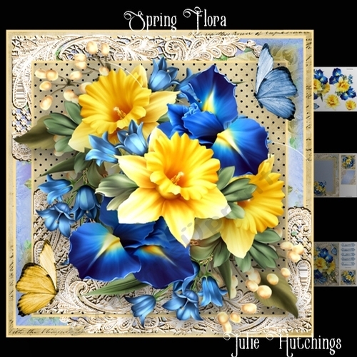 Vintage style Spring Flora Card Front Kit