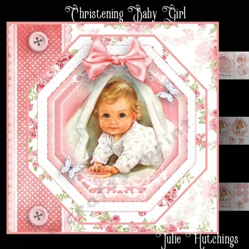 Christening Baby Girl Card Front Kit
