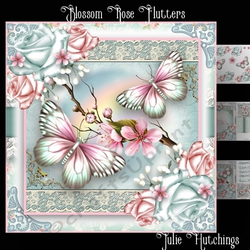 Blossom Rose Flutters Card Front Kit