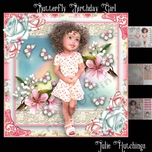 Butterfly Birthday Girl Card Front Kit