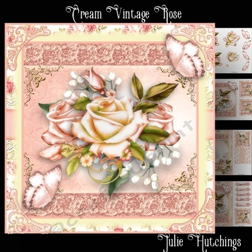 Cream Vintage Rose Card Front Kit