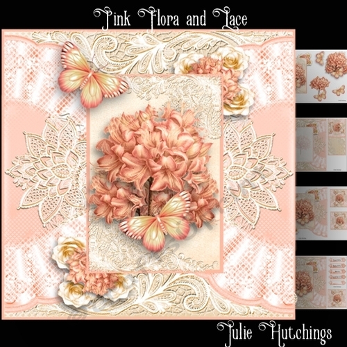 Pink Flora and Lace Card Front Kit