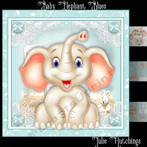 Baby Elephant Blues Card Front Kit