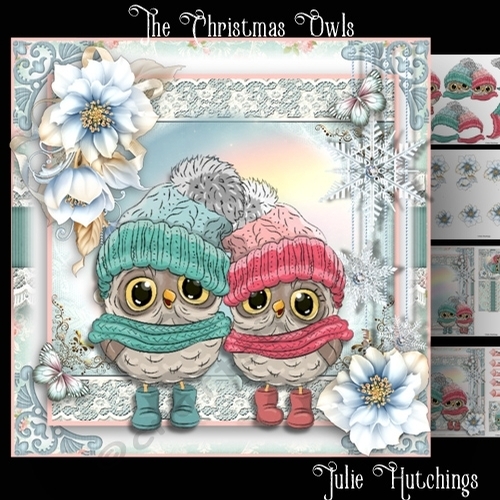 The Christmas Owl Couple Card Front Kit