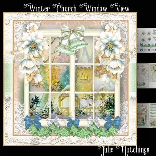 Winter Church Window View Card Front Kit