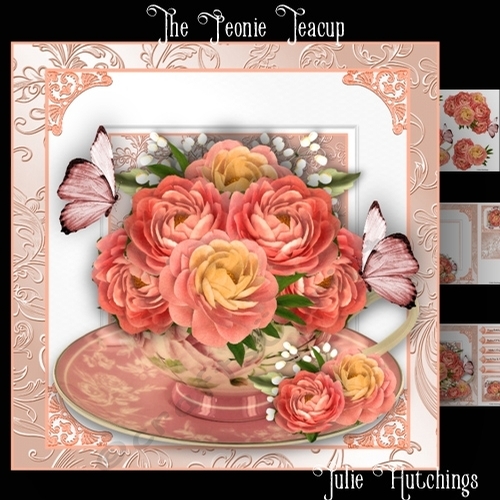 The Peony Teacup Card Front Kit