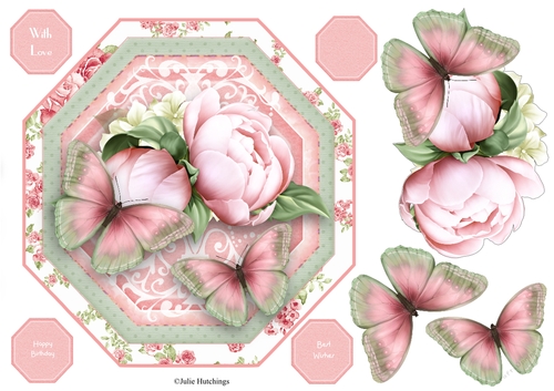 Beautiful Peony Flutters shaped topper 
