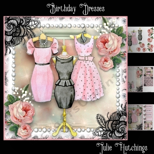 Birthday Dresses Card Front Kit