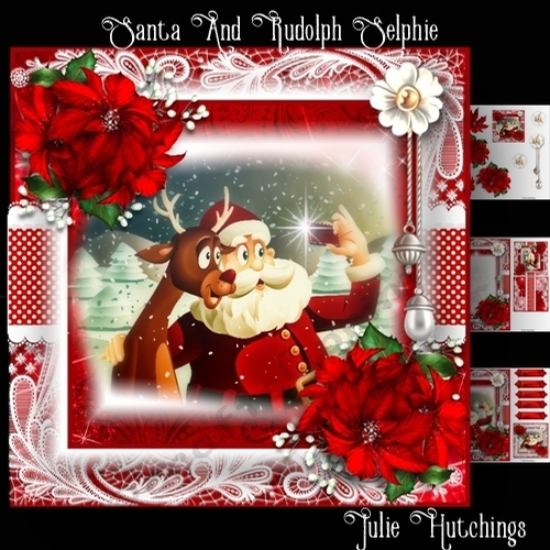 Santa And Rudolph Selfie Card Front Kit