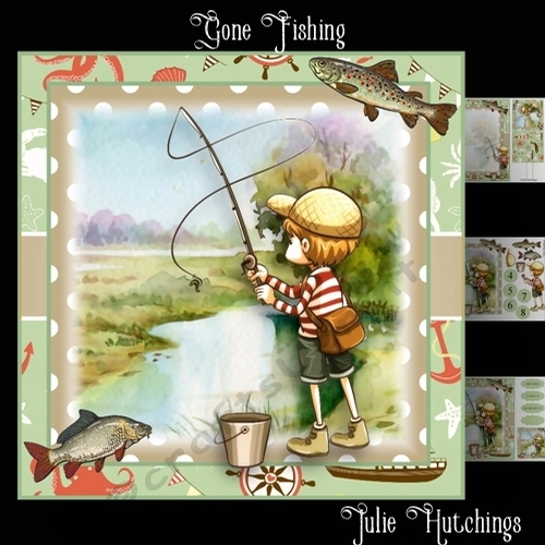 Gone Fishing Card Front Kit with ages 4-8