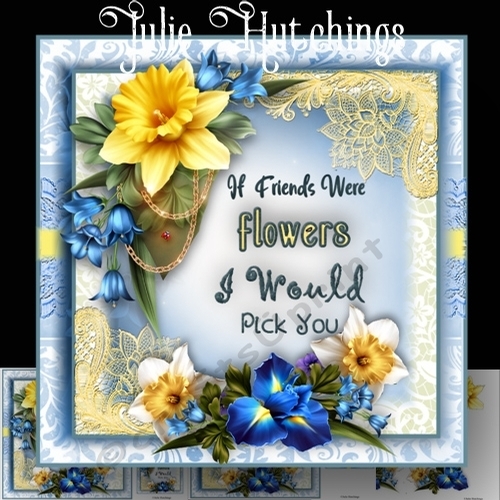 Friends And Flowers Card Front Kit