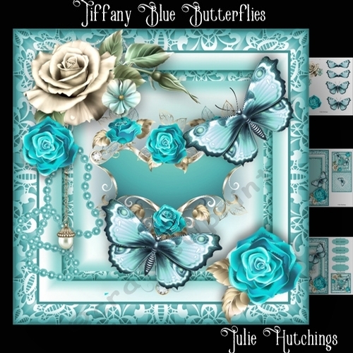 Tiffany Blue Flutters Card Front kit