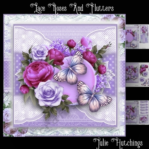 Lace And rose flutters Card Front Kit