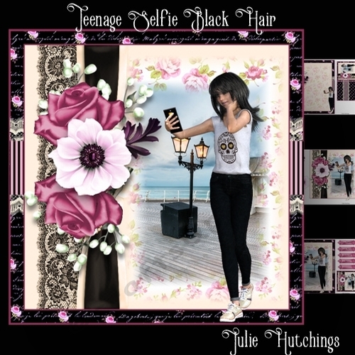 Teenage Selfie Black hair Card Front Kit