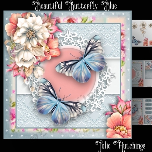 Beautiful Butterfly Blue Card Front Kit