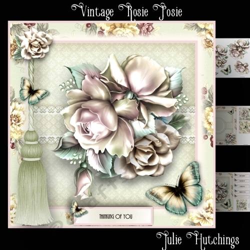 Vintage Rosie Posie Card Front Kit