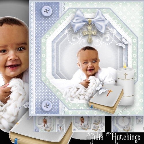 Baby Boy Mixed Race Christening Card Front Kit
