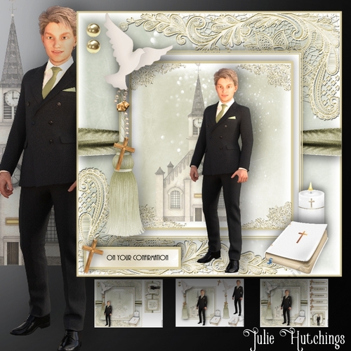 Confirmation Older Teen Boy Card Front Kit