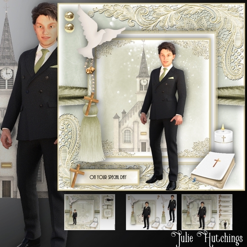 Confirmation Older Teen Boy Dark Hair Card Front Kit