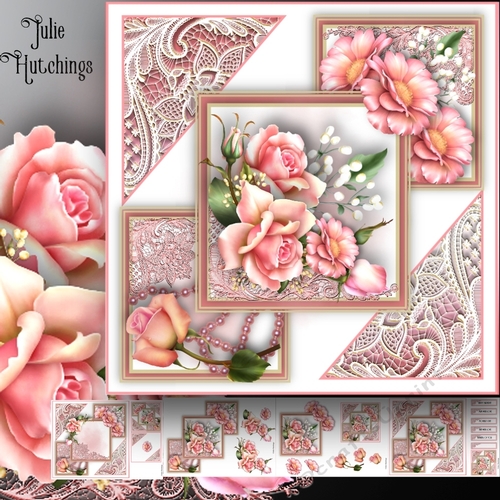 Pink Roses And Lace Card Front Kit