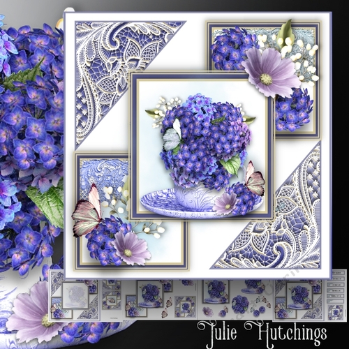 Hydrangea And Lace Card Front kit