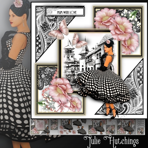 Black and White Vintage Fashion Card Front Kit