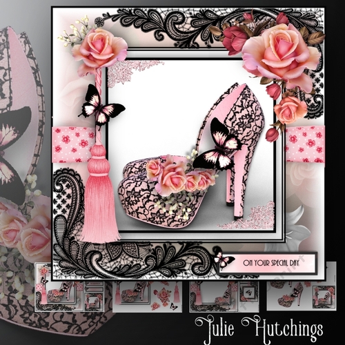 The Lace Pink and Black Shoes