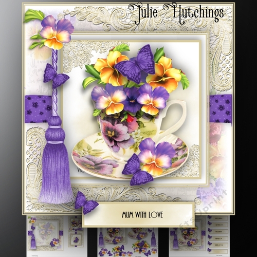 7x7 Pansy Teacup Card Kit