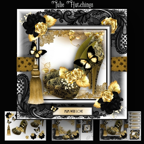 Black and Gold Shoes Card Kit 8x8