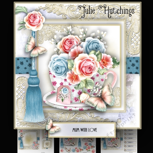 7x7 pretty Floral Teacup Card Kit