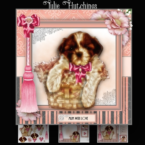 Cute Puppy In A Basket Card Kit