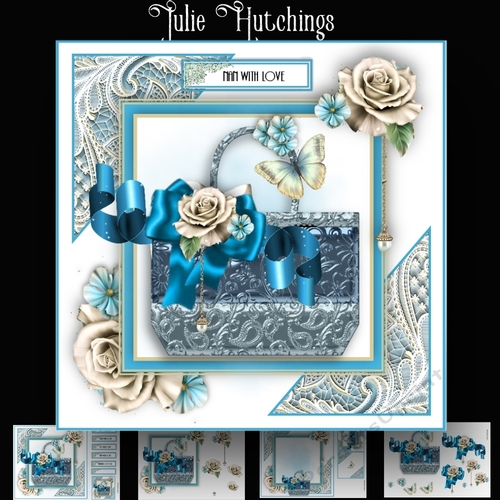 Beautiful Blue Handbag Card Kit