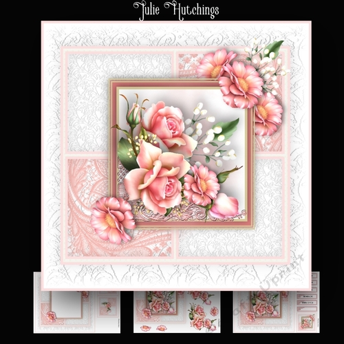 Pink Flora and Lace Square Card Kit