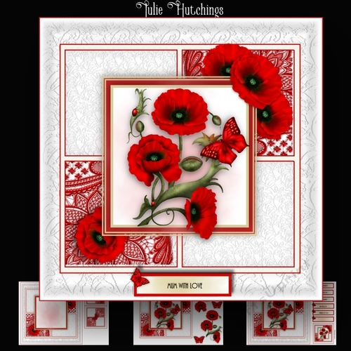 Poppy Lace Squares Card Kit