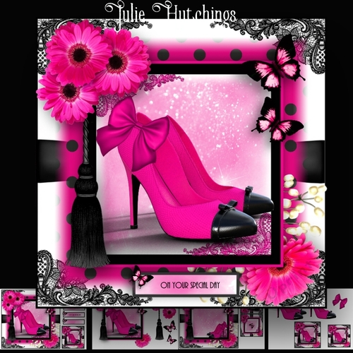 Hot Pink and Black Shoes Card Kit