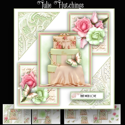 The Pink and Mint Hat Boxes Card Kit