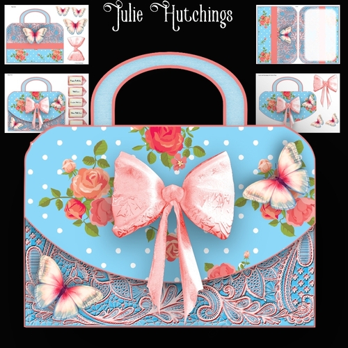 Blue And Pink Lace Handbag Card 
