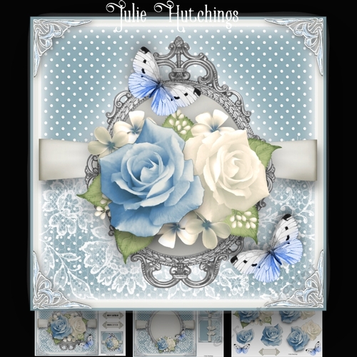 Polka Dot And Blue Rose Card Kit