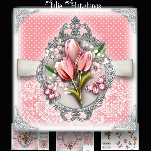 Polka Dots and Lace Tulip Card Kit