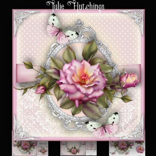 Vintage Polka Dot and vintage rose Card Kit