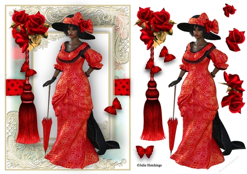 A5 Ethnic Edwardian Lady In Red Topper