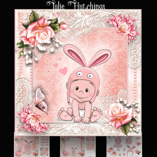 Baby Girl Bunny Hat Card Kit