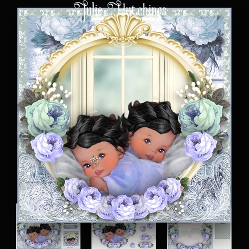 Baby Boy Twins card Kit