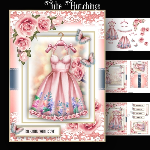 A5 Dressing Up Pink Dress Card Kit
