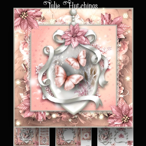 Pink Flutters Bauble Card Kit