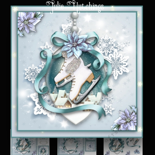 Ice Skate Bauble Card Kit