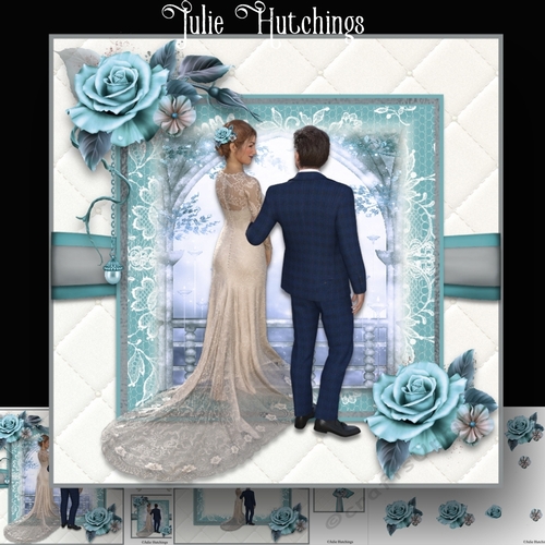 Bride and Groom in blues 