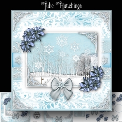 Christmas Scene Blue Poinsettia 