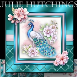 Silk Peacock and blossoms